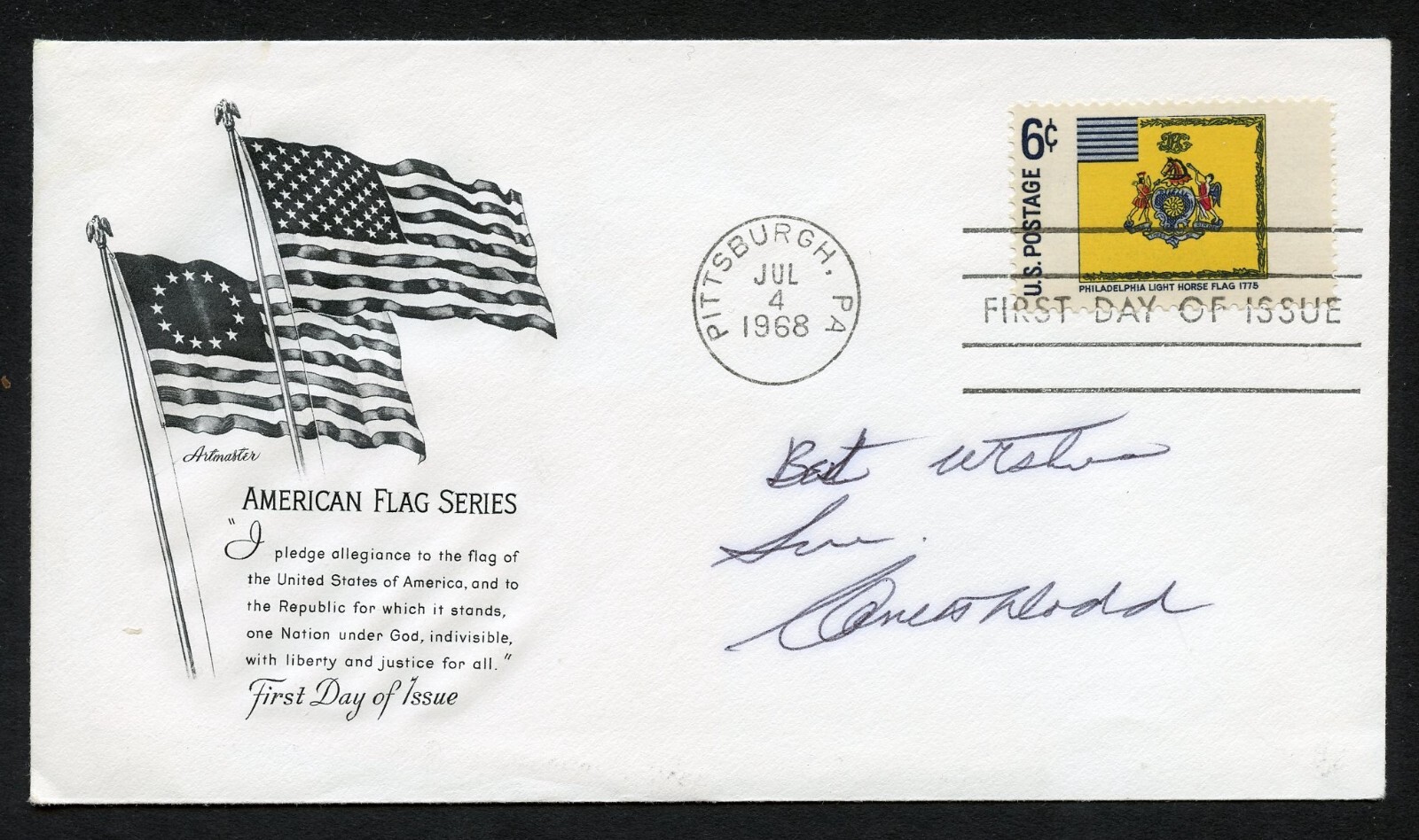 Carl Dodd d1996 signed autograph FDC Medal of Honor Recipient US Army Korea BAS