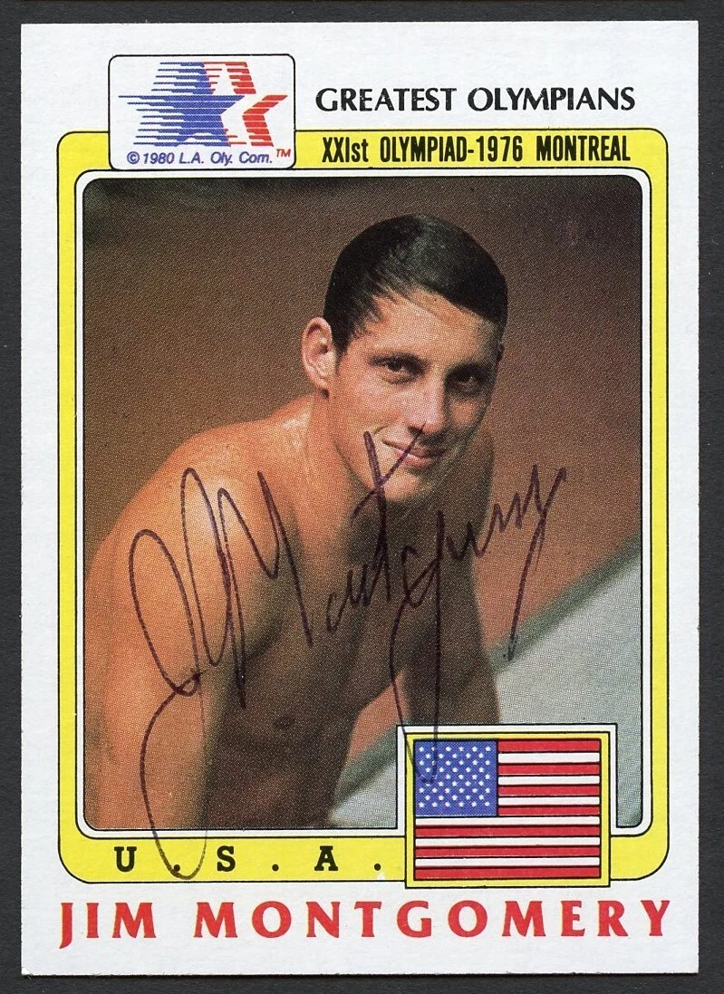 Jim Montgomery #28 signed autograph auto 1983 Topps Greatest Olympians Card