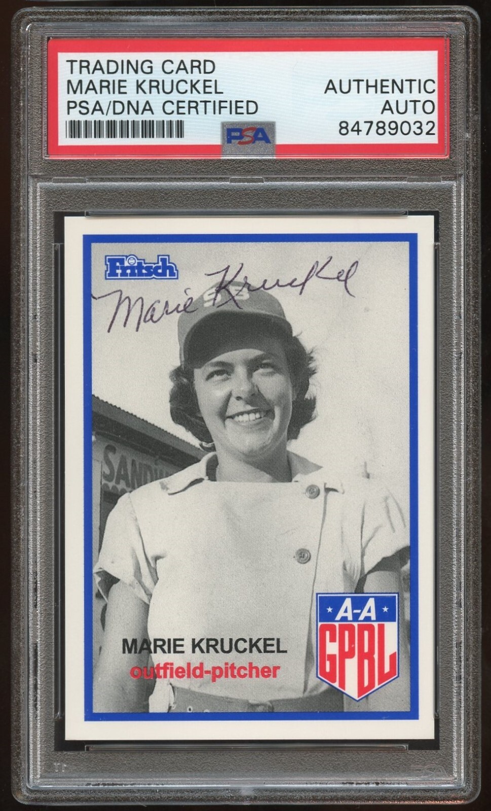 Marie Kruckel #107 signed autograph auto 1995-96 FRITSCH AAGPBL PSA Slabbed