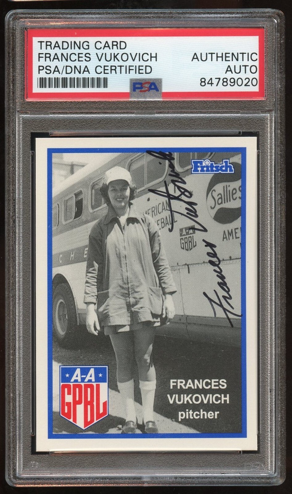 Frances Vukovich #210 signed autograph auto 1995-96 FRITSCH AAGPBL PSA Slabbed