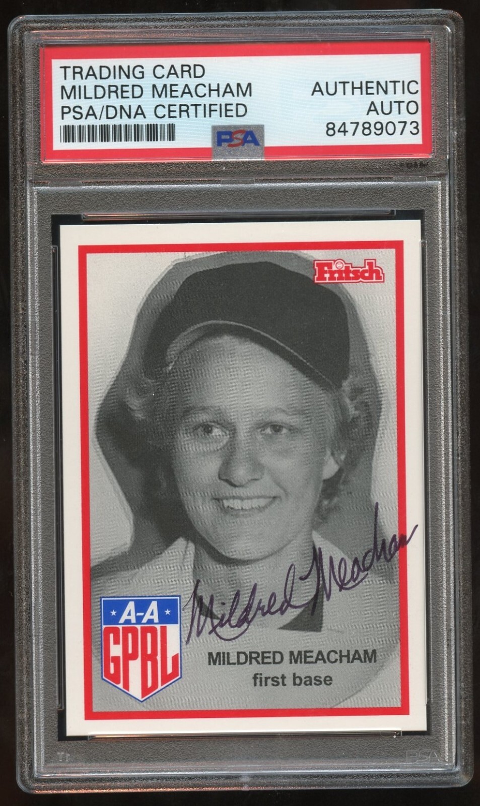 Mildred Meacham #128 signed autograph auto 1995-96 FRITSCH AAGPBL PSA Slabbed