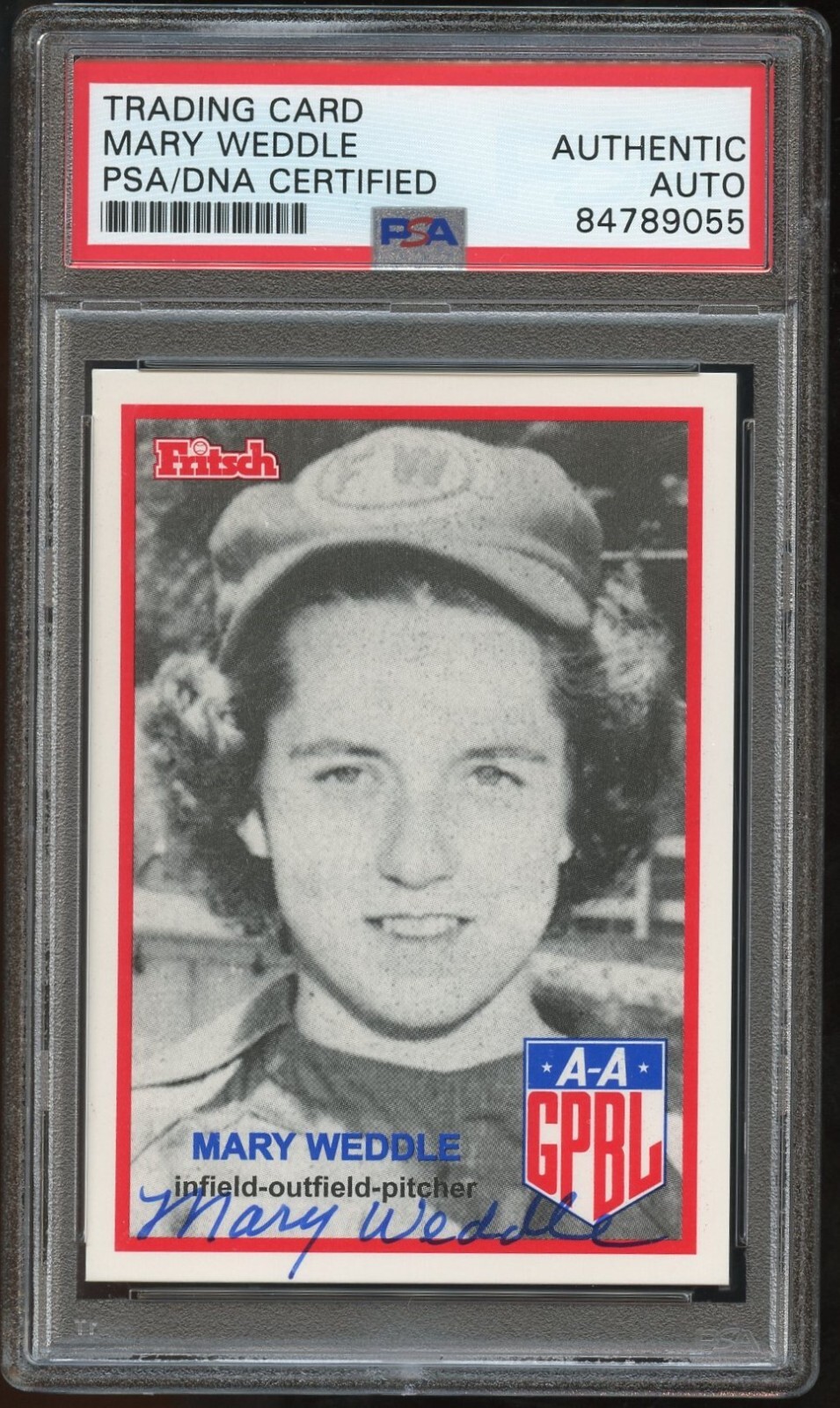 Mary Weddle #217 signed autograph auto 1995-96 FRITSCH AAGPBL PSA Slabbed