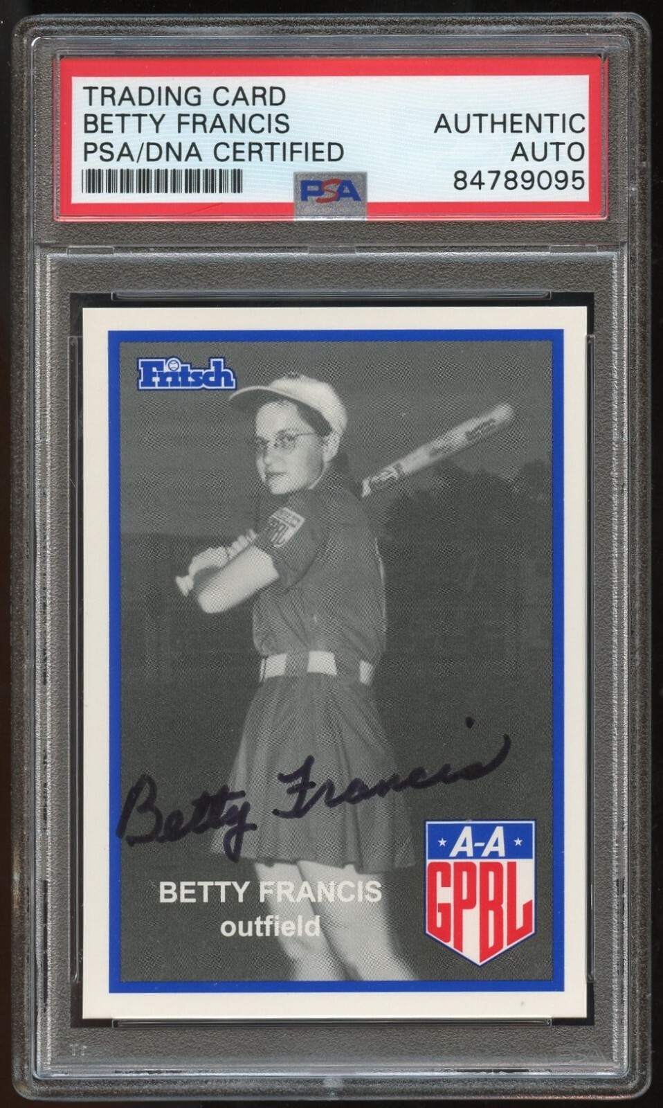 Betty Francis #66 signed autograph auto 1995-96 FRITSCH AAGPBL PSA Slabbed