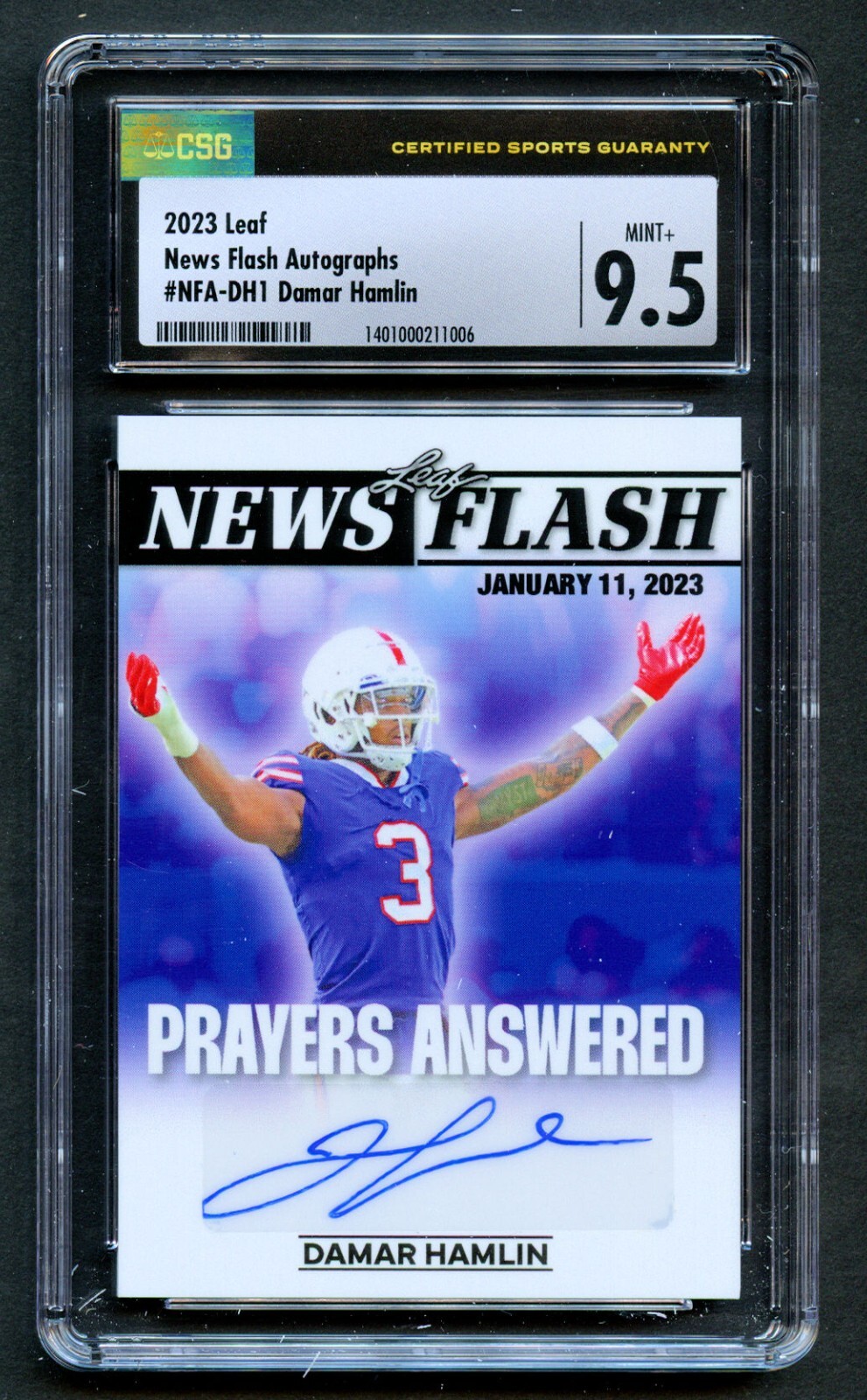 Damar Hamlin #NFA-DH1 Leaf 2023 News Flash Autographs Prayers Answered CSG 9.5