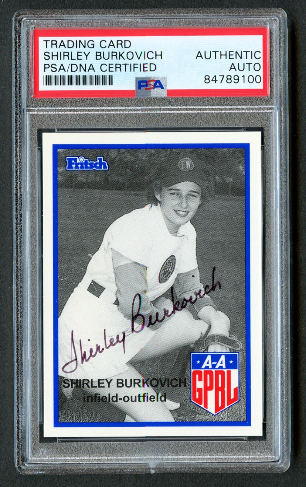 Shirley Burkovich #35 signed autograph auto 1995-96 FRITSCH AAGPBL PSA Slabbed