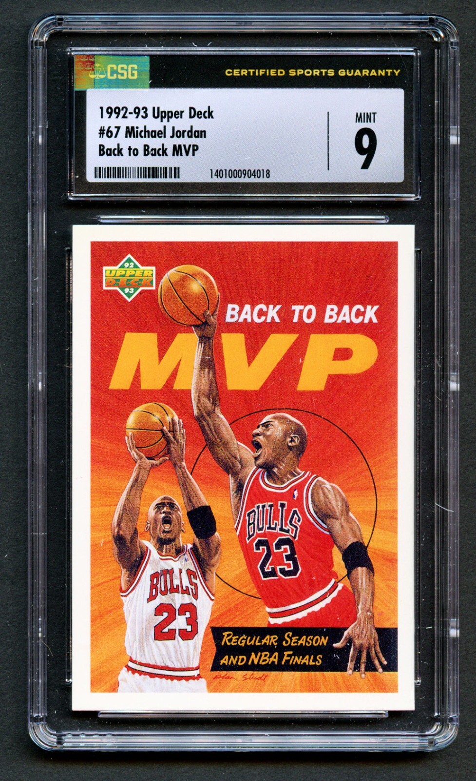 Michael Jordan #67 Upper Deck 1992-93 Back to Back MVP Chicago Bulls Card CSG 9