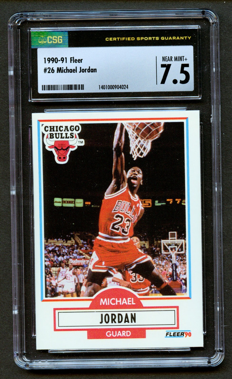 Michael Jordan #26 Fleer 1990-91 Chicago Bulls Basketball Trading Card CSG 7.5
