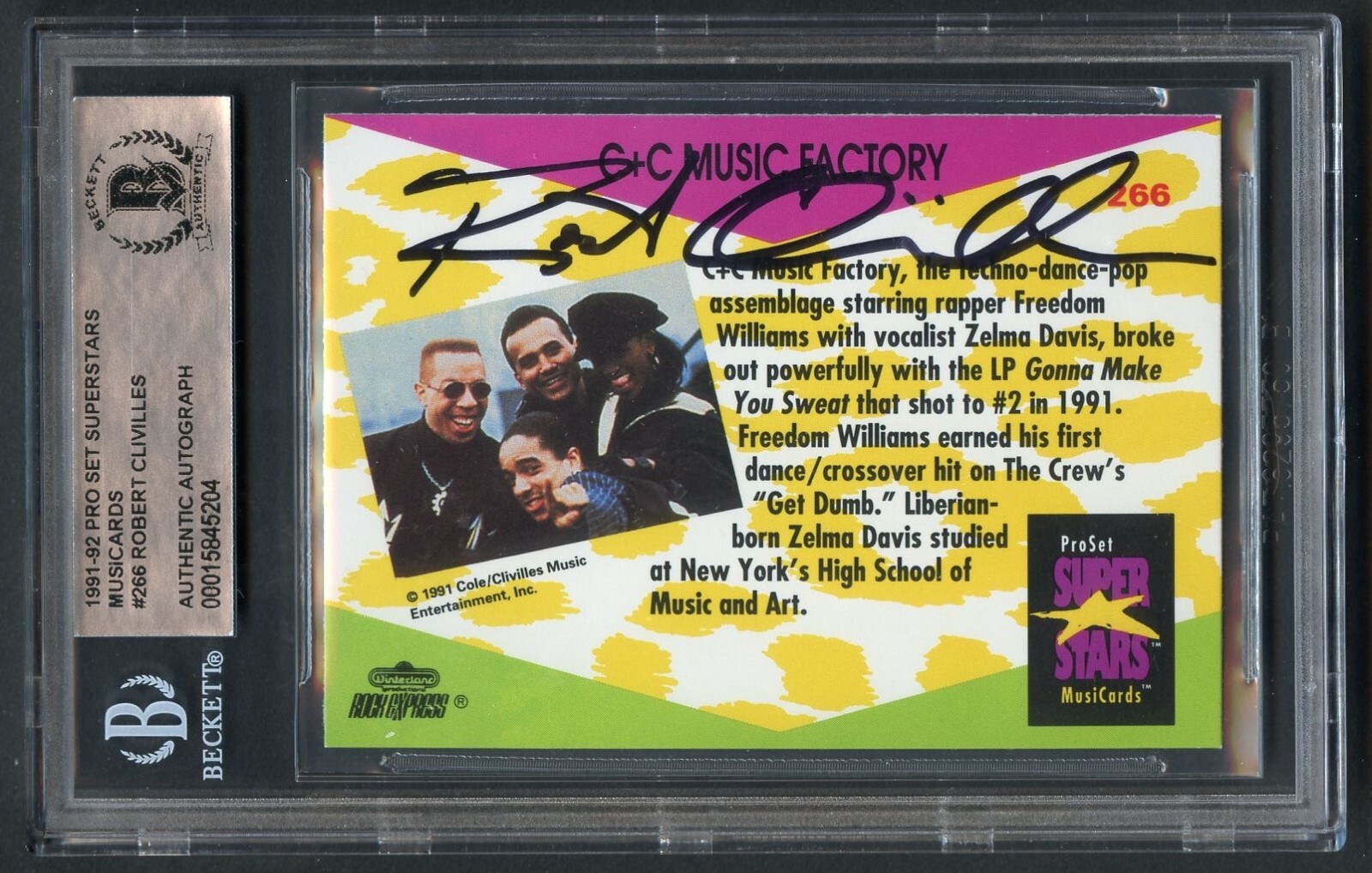 Robert Clivilles #266 signed autograph 1991-92 Pro Set C+C Music Factory BAS