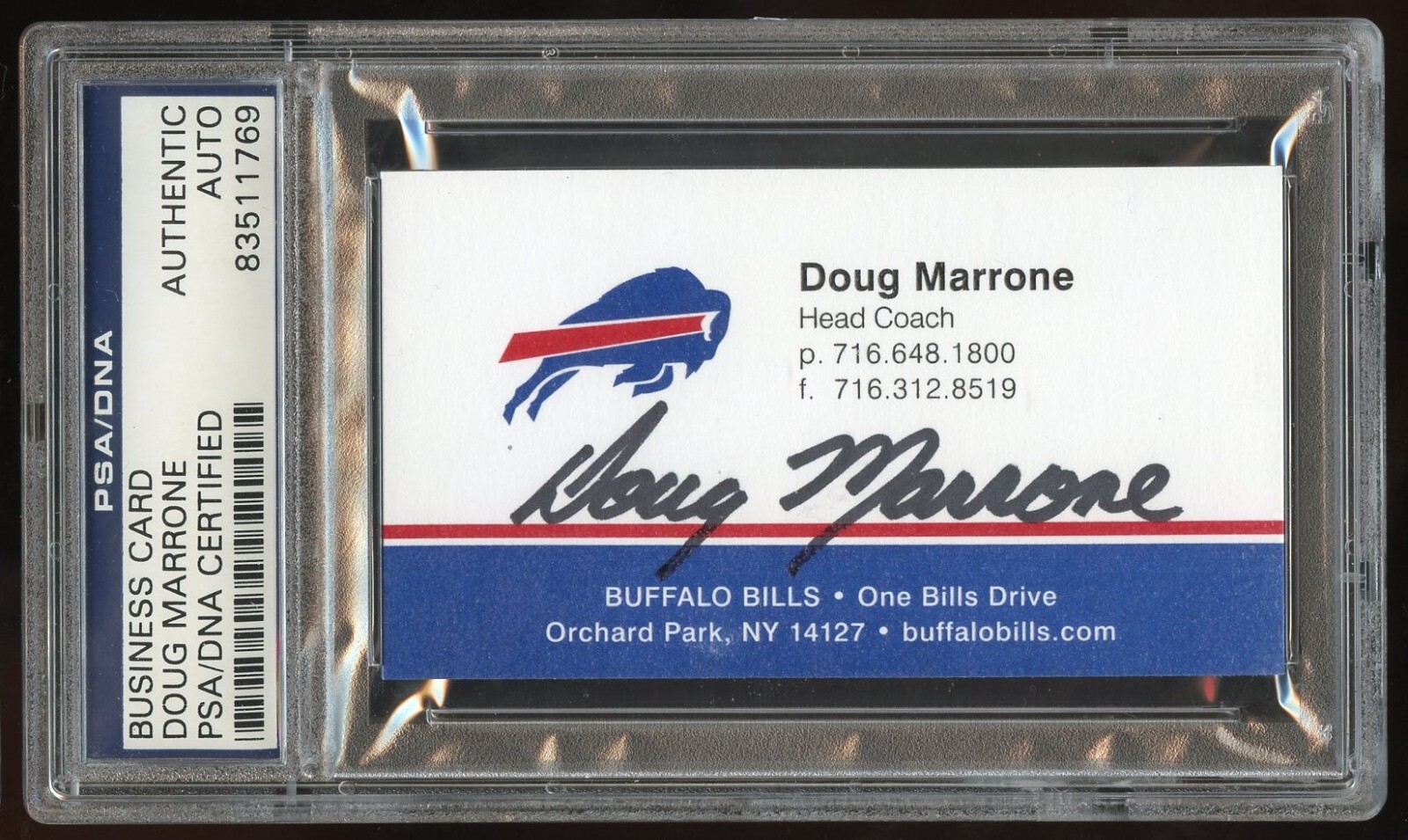 Doug Marrone signed autograph Buffalo Bills Head Coach Business Card PSA Slabbed