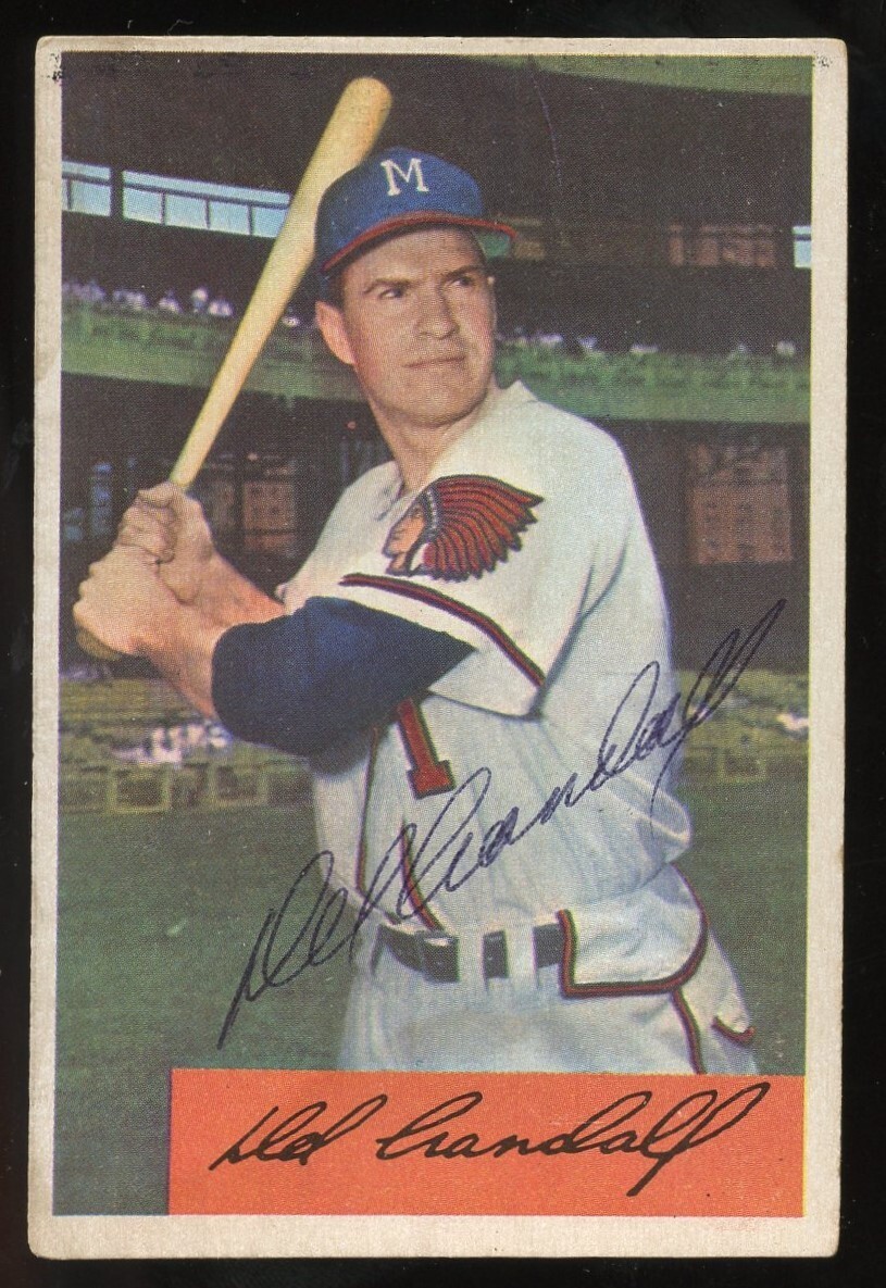 Del Crandall #32 signed autograph auto 1954 Bowman Baseball Trading Card