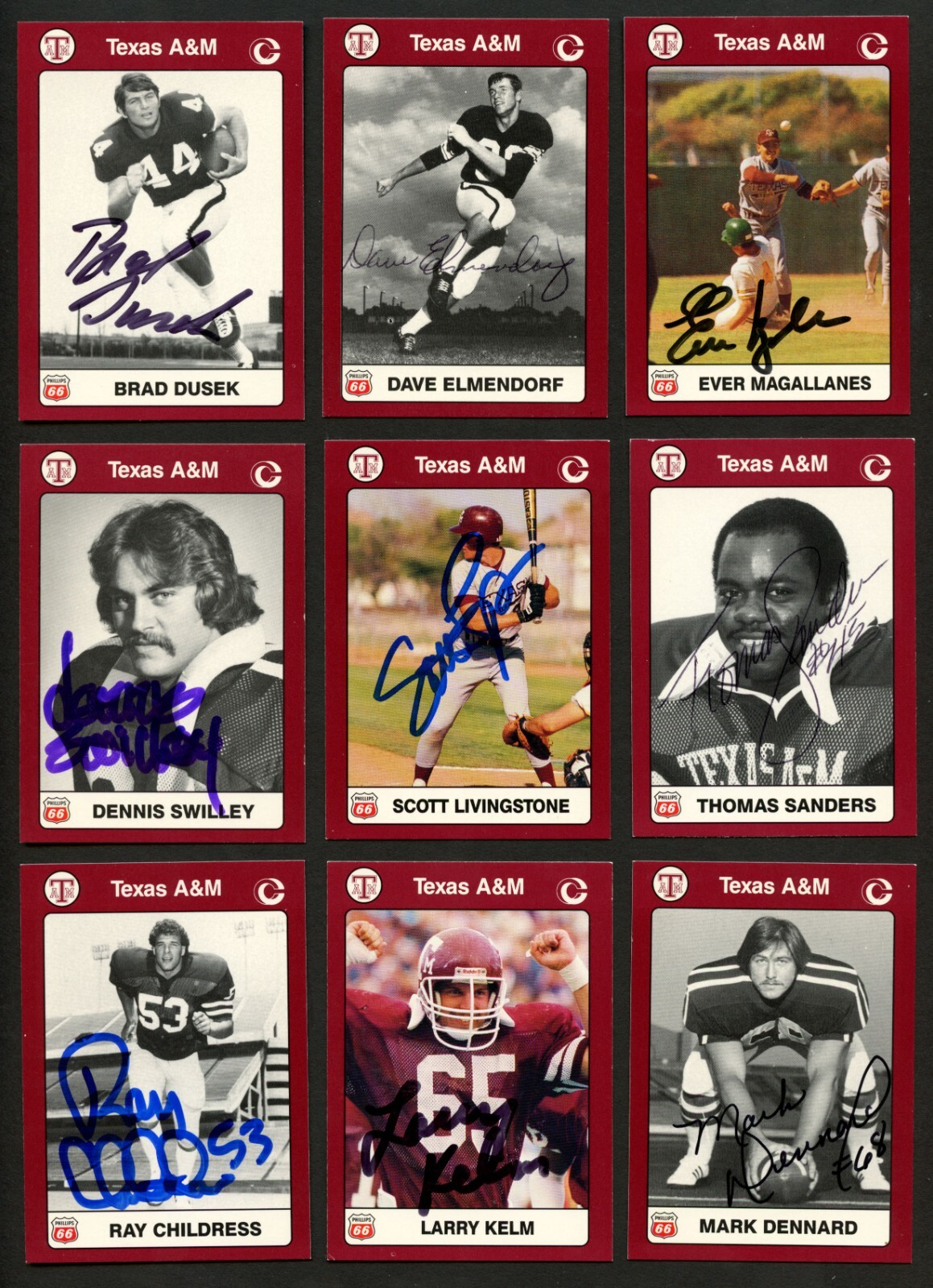(9) 1991 Texas A&M cards w/ Thomas Sanders, Ray Childress & Dave Elmendorf