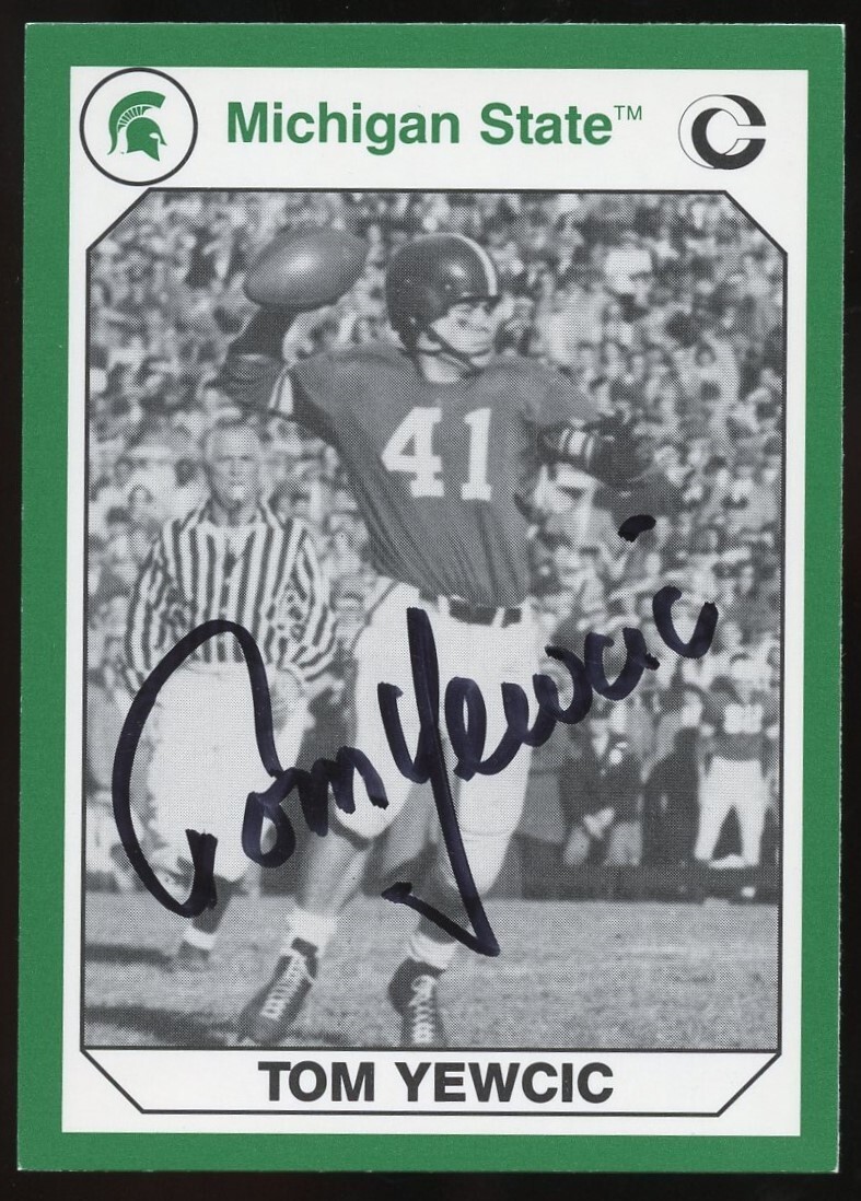 Tom Yewcic #48 signed autograph 1990 Michigan State Collegiate Collection Card