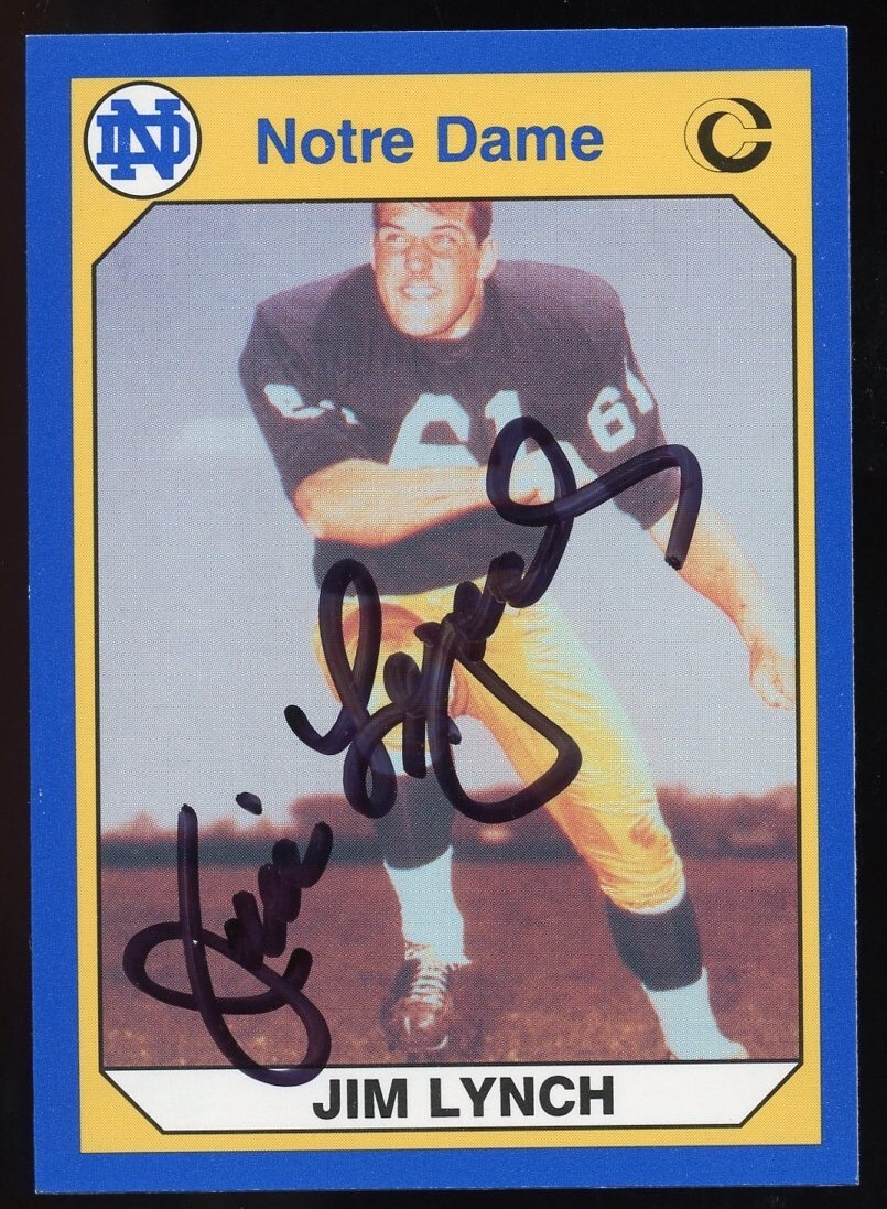 Jim Lynch #63 signed autograph auto 1990 Notre Dame Collegiate Collection Card