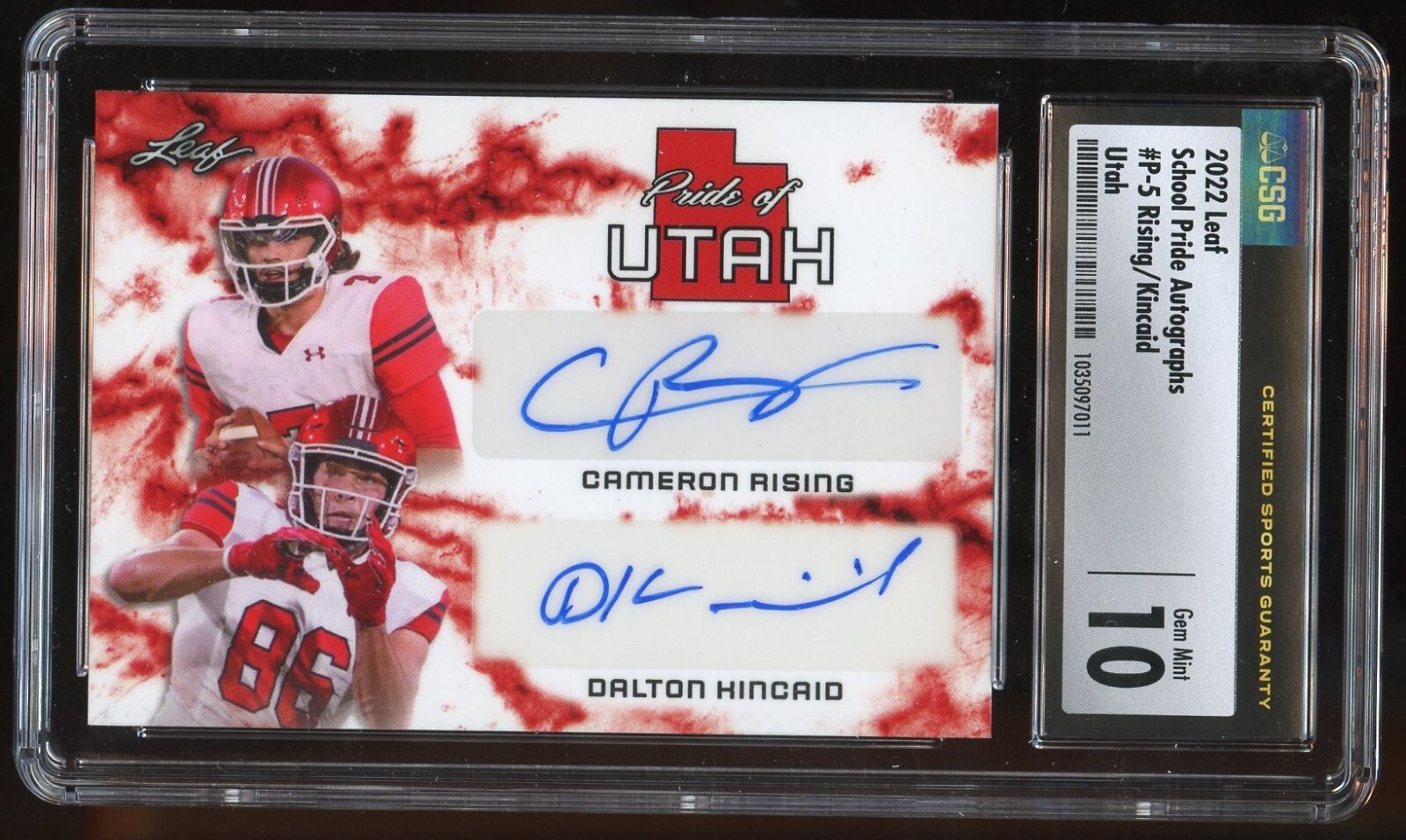 Cameron Rising & Dalton Kincaid 2022 Leaf Utah Pride Autographs 24/75 CSG 10