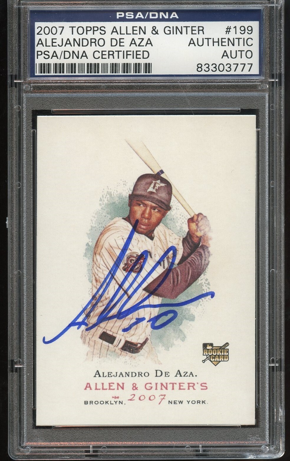 Alejandro De Aza #199 signed autograph 2007 Allen & Ginter Baseball Card PSA