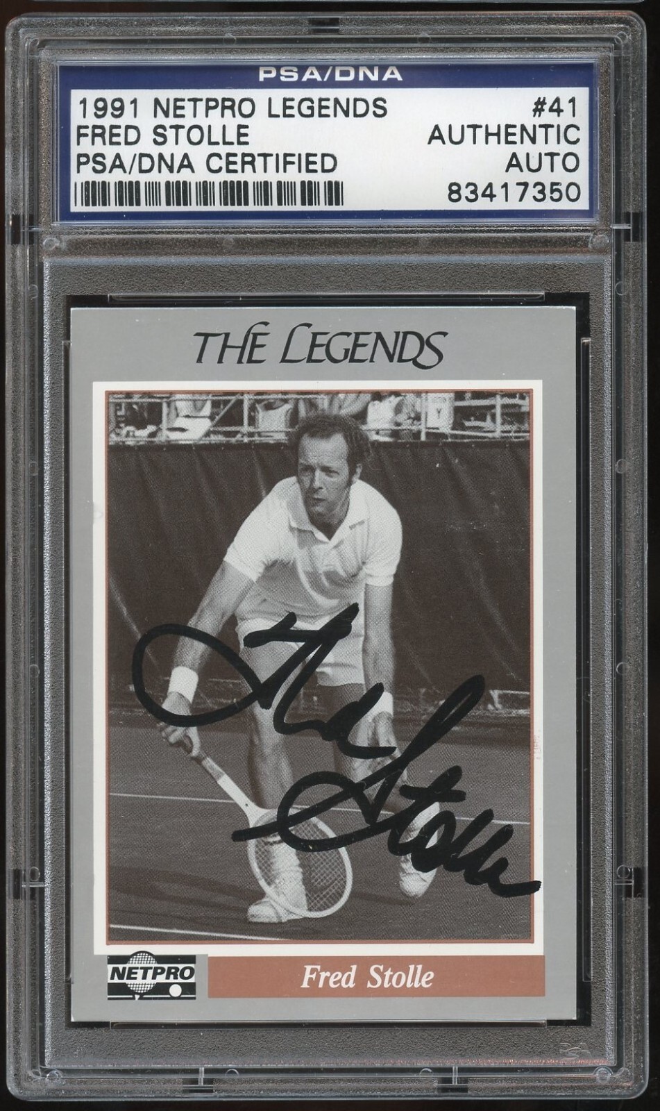 Fred Stolle #41 signed autograph auto 1991 NetPro Legends Tennis Card PSA Slab
