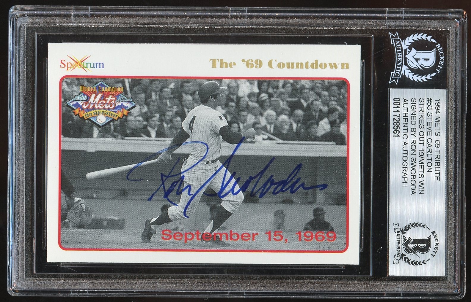 Ron Swoboda #53 signed autograph auto 1994 Mets '69 Tribute Card BAS Slabbed
