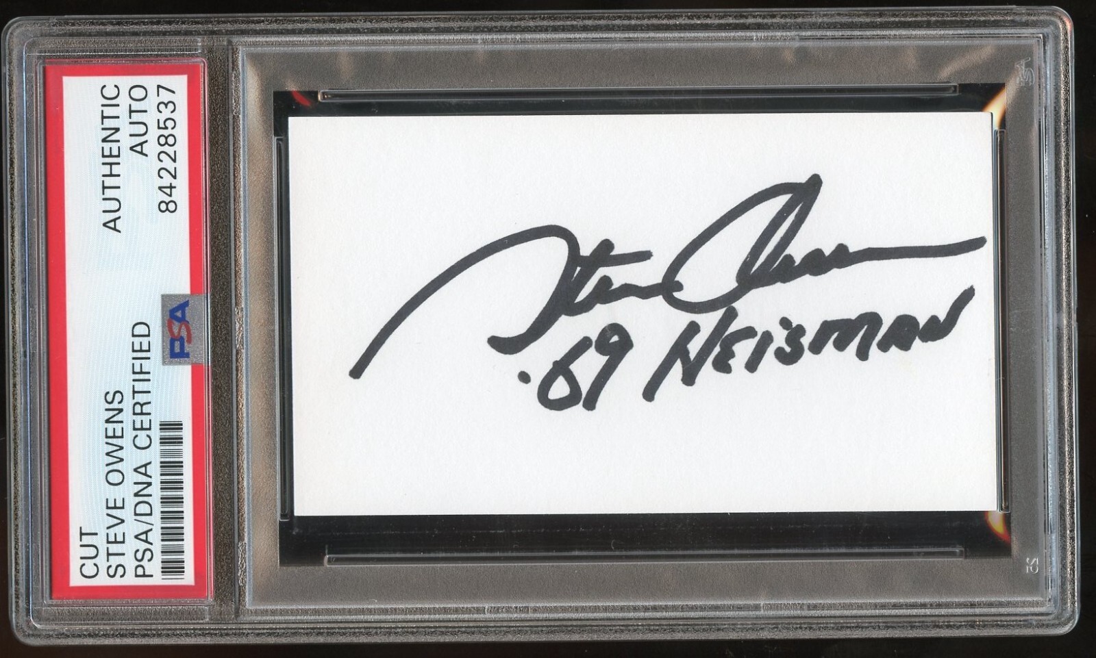 Steve Owens signed autograph Detroit Lions Football Player Business Card PSA