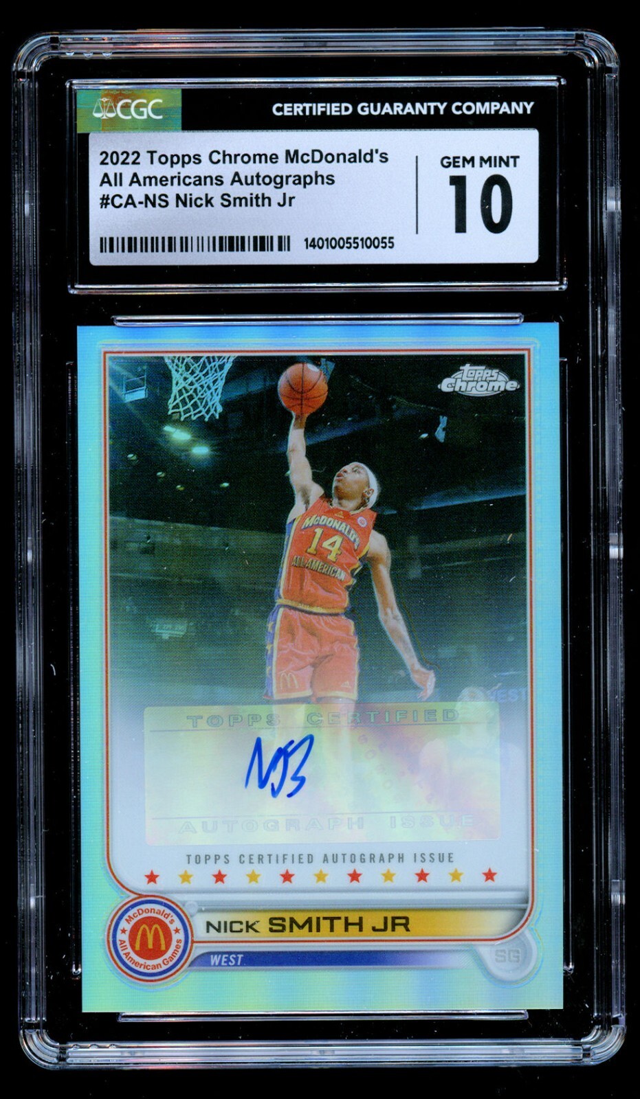 Nick Smith Jr CA-NS 2022 Topps Chrome McDonald's All Americans Autographs CGC 10