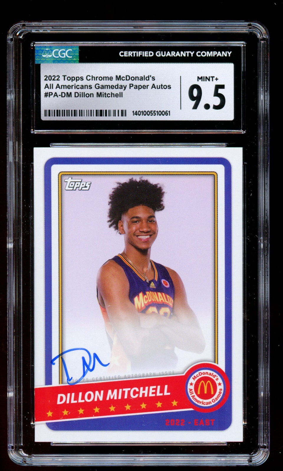 Dillon Mitchell 2022 Topps Chrome McDonald's AA Gameday Paper Autographs CGC 9.5