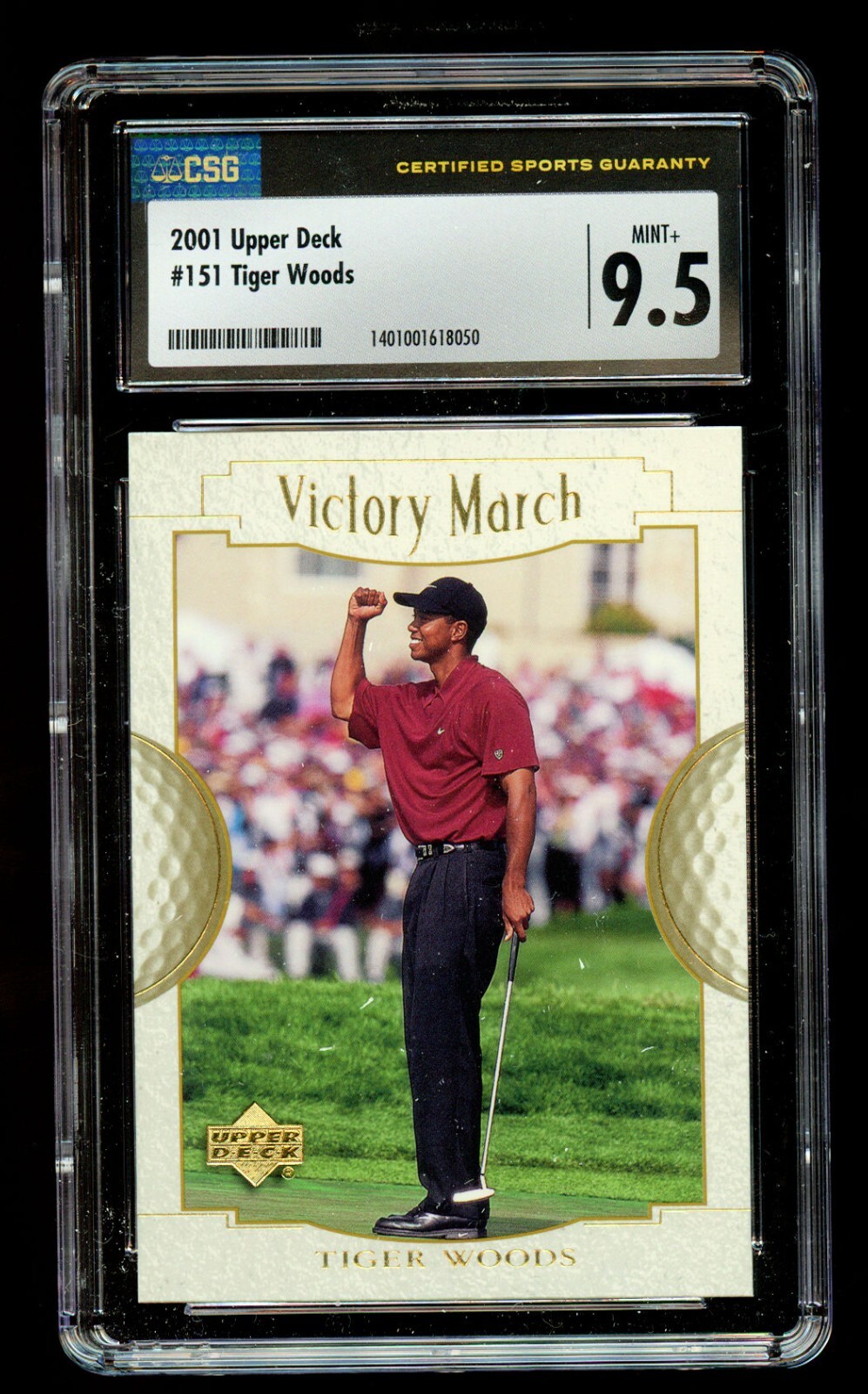 Tiger Woods #151 Upper Deck 2001 Golf Trading Card CSG 9.5