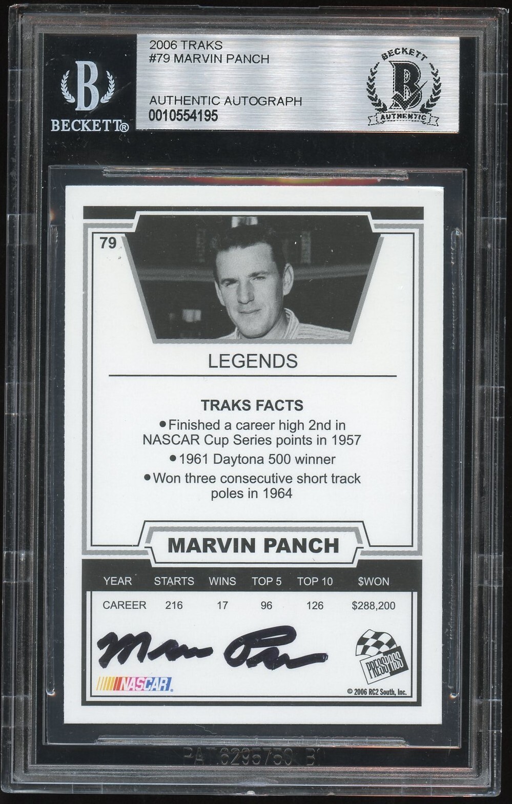 Marvin Panch #79 signed autograph 2006 Tracks NASCAR Trading Card BAS Slabbed
