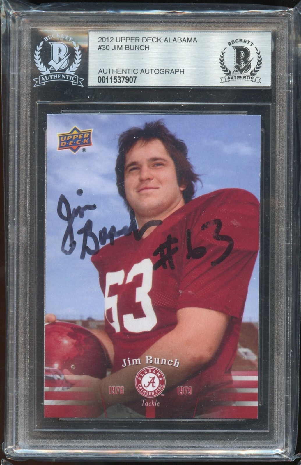 Jim Bunch #30 signed autograph auto 2012 Upper Deck Alabama Football Card BAS