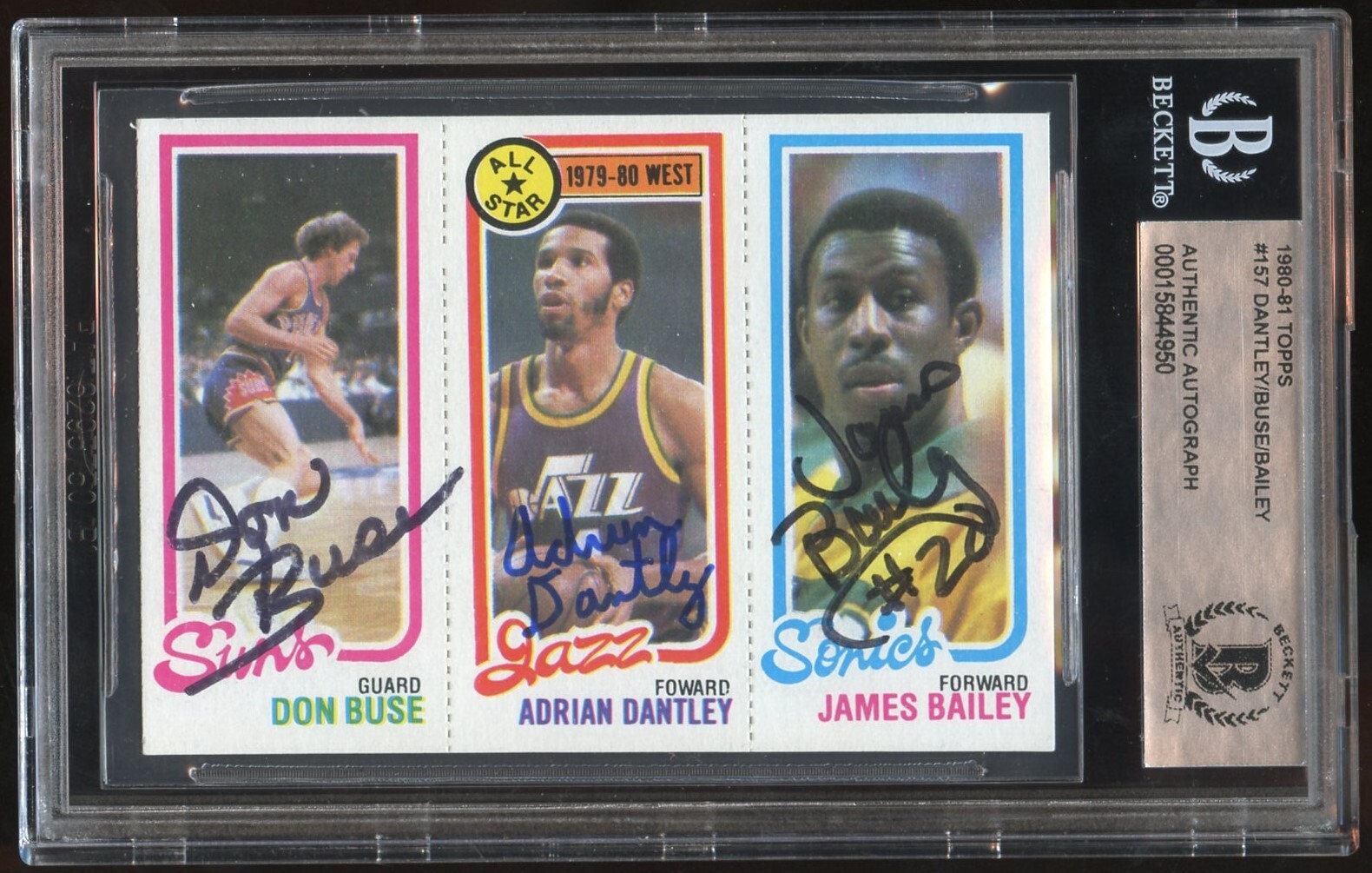 A Dantley D Buse J Bailey #157 signed autograph 1980-81 Topps Basketball BAS