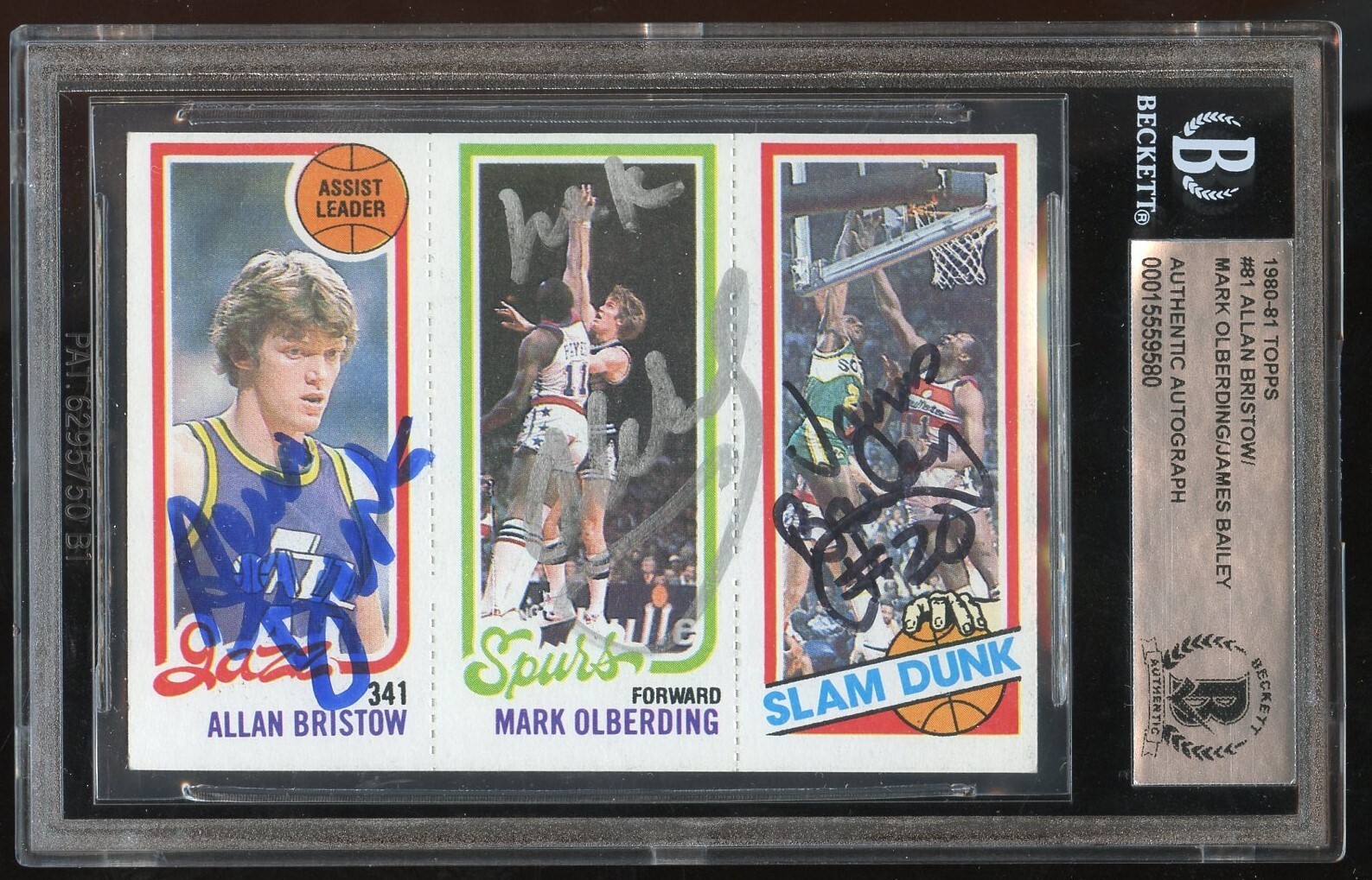 A Bristow M Olberding J Bailey #81 signed autograph 1980-81 Topps Basketball BAS