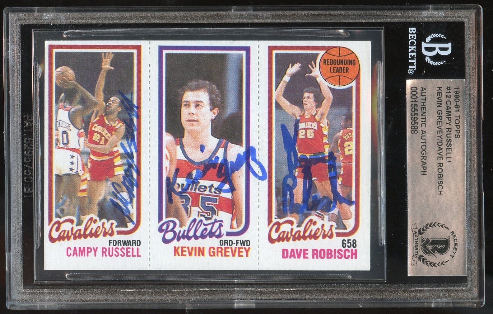 C Russell K Grevey D Robisch #12 signed autograph 1980-81 Topps Basketball BAS