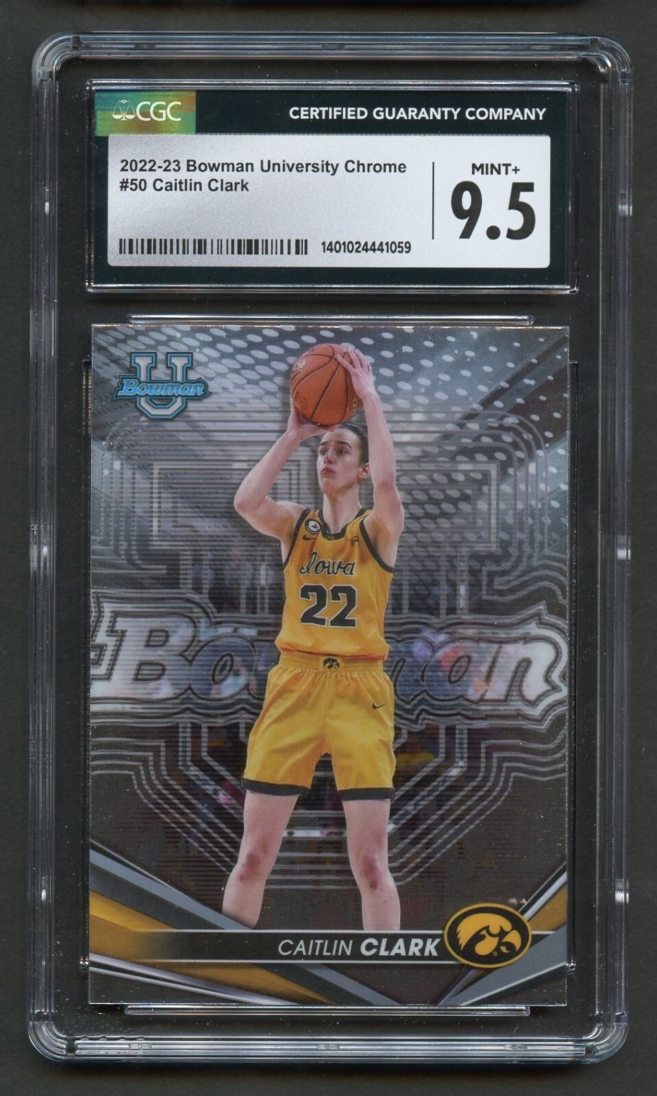 Caitlin Clark #50 Bowman University Best Chrome 2022-23 Iowa Hawkeyes CGC 9.5