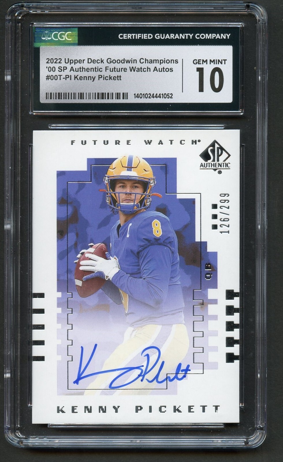Kenny Pickett 2022 UD Goodwin Champions SP Authentic Future Watch Autos CGC 10