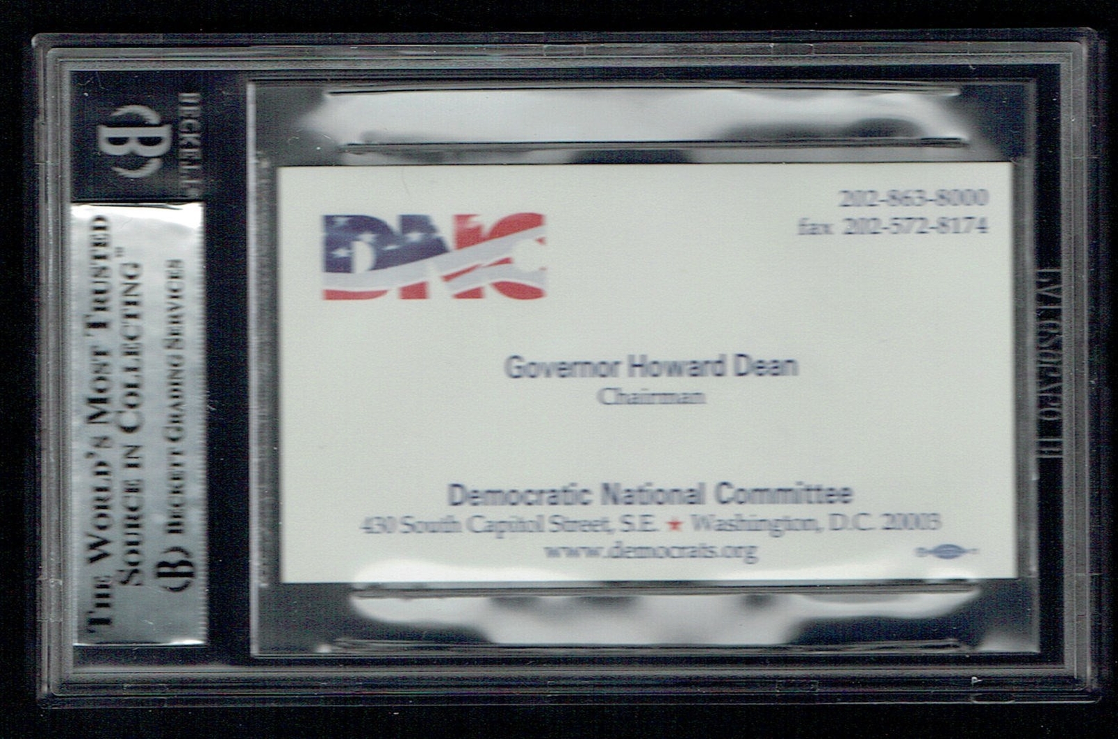 Howard Dean signed autograph Business Card DNC Democratic Committee Chairman BAS