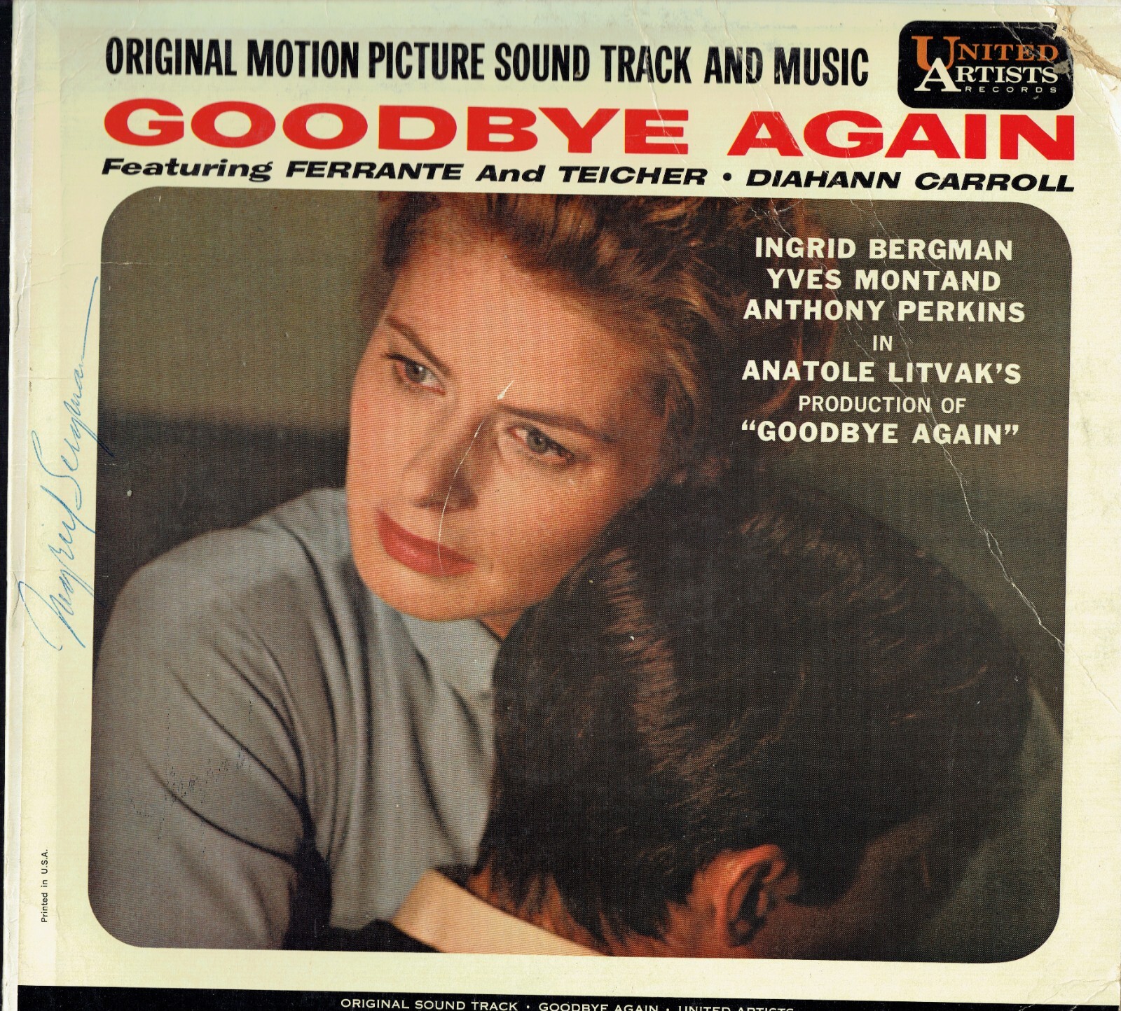 Ingrid Bergman signed autograph auto Goodbye Again Album Cover BAS Full Letter