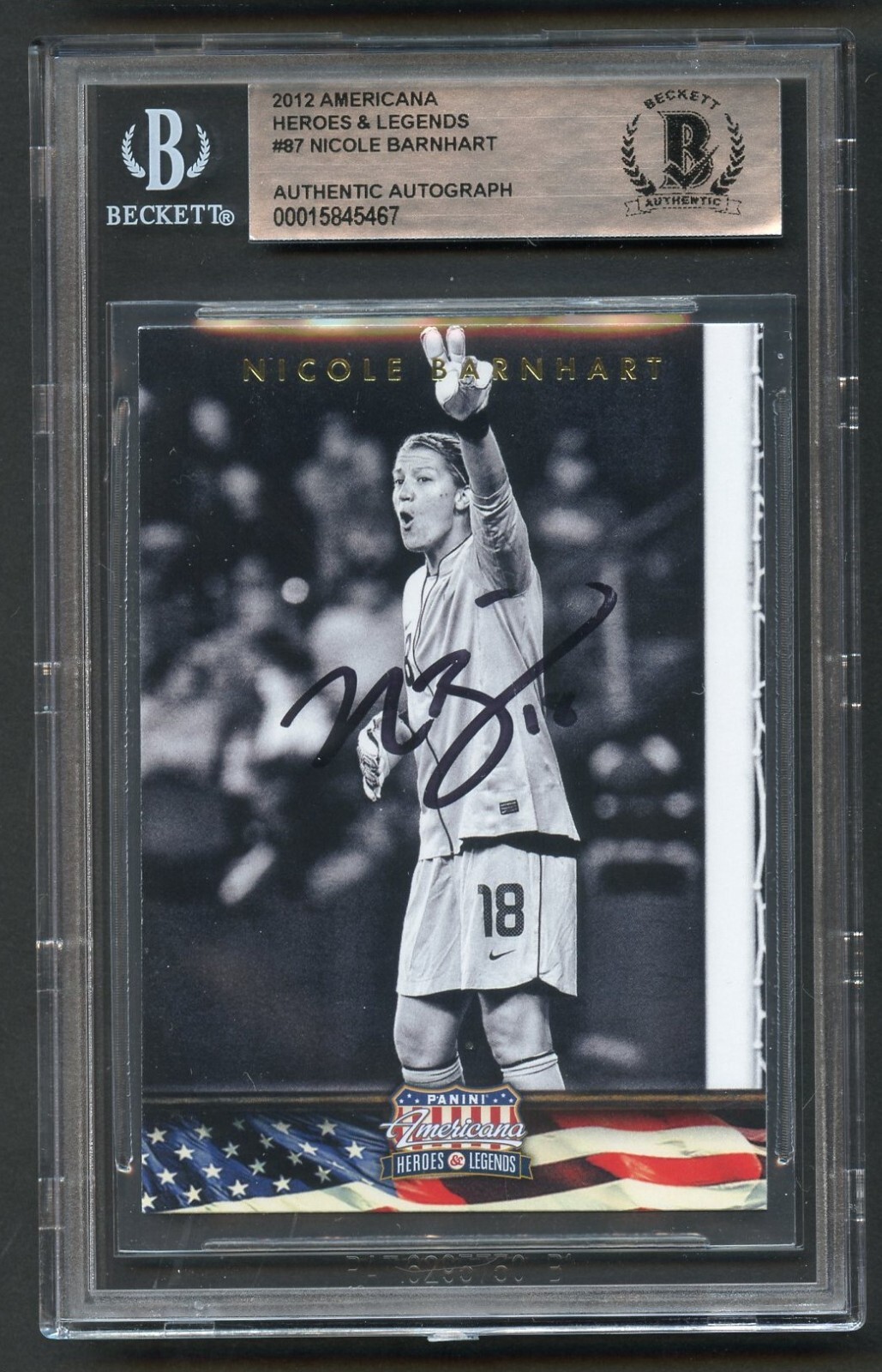 Nicole Barnhart #87 signed autograph 2012 Panini Americana Heroes & Legends BAS