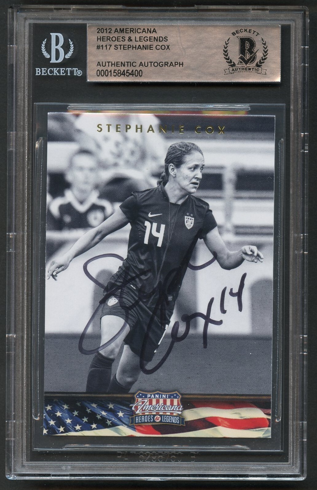 Stephanie Cox #117 signed autograph 2012 Panini Americana Heroes & Legends BAS