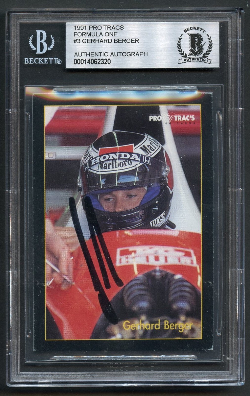 Gerhard Berger #3 signed autograph auto 1991 Pro Tracs Formula One BAS Slabbed