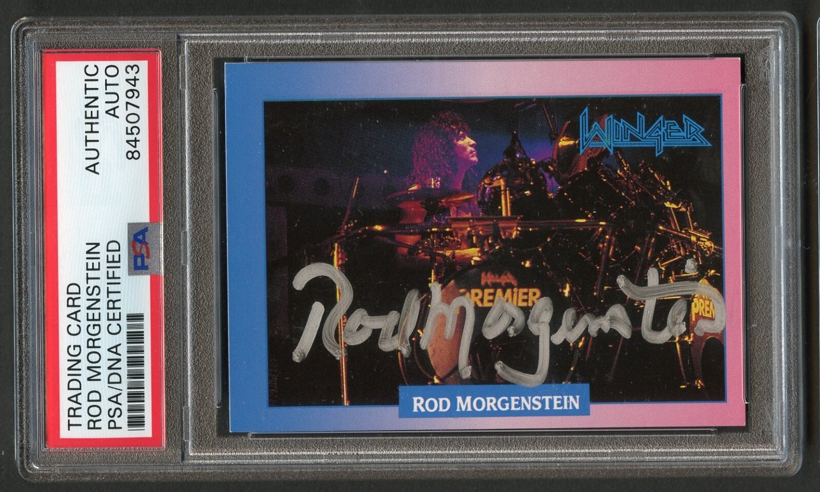 Rod Morgenstein #84 signed autograph 1991 RockCards Winger Card PSA Slabbed