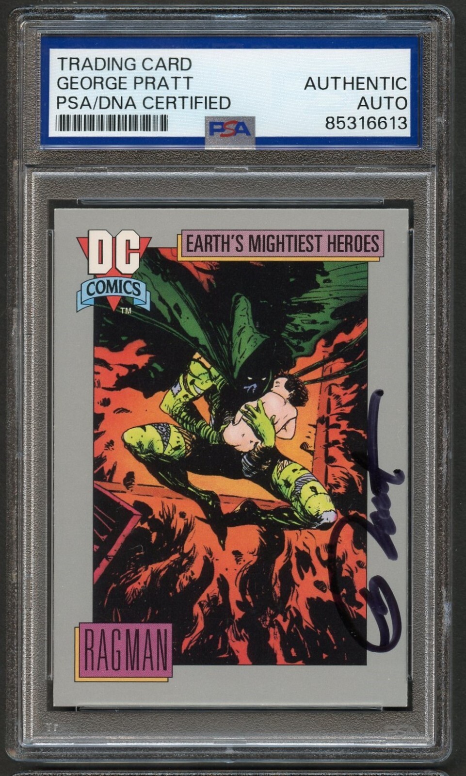 George Pratt #72 signed autograph 1991 DC Comic Artist Trading Card PSA Slabbed