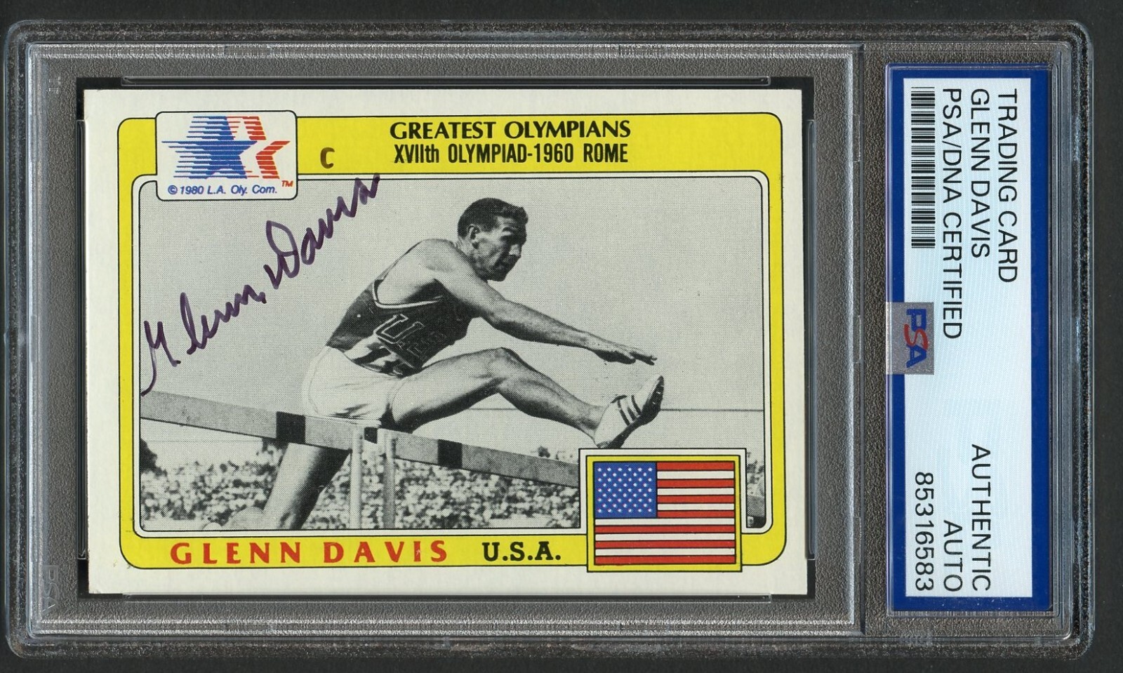 Glenn Davis #97 signed autograph 1983 Topps Greatest Olympians Card PSA Slabbed