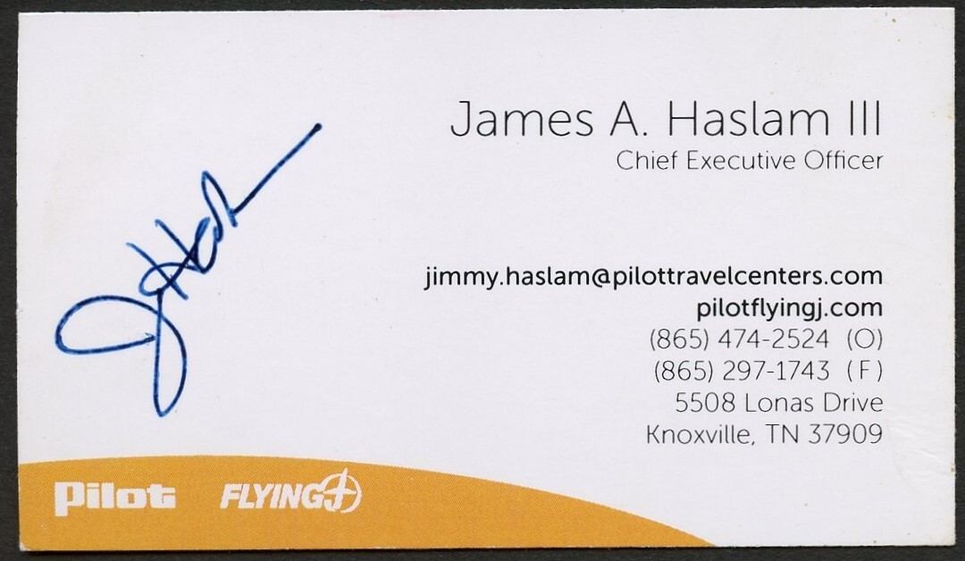 James A Haslam III signed autograph Executive Officer Pilot Business Card BC073