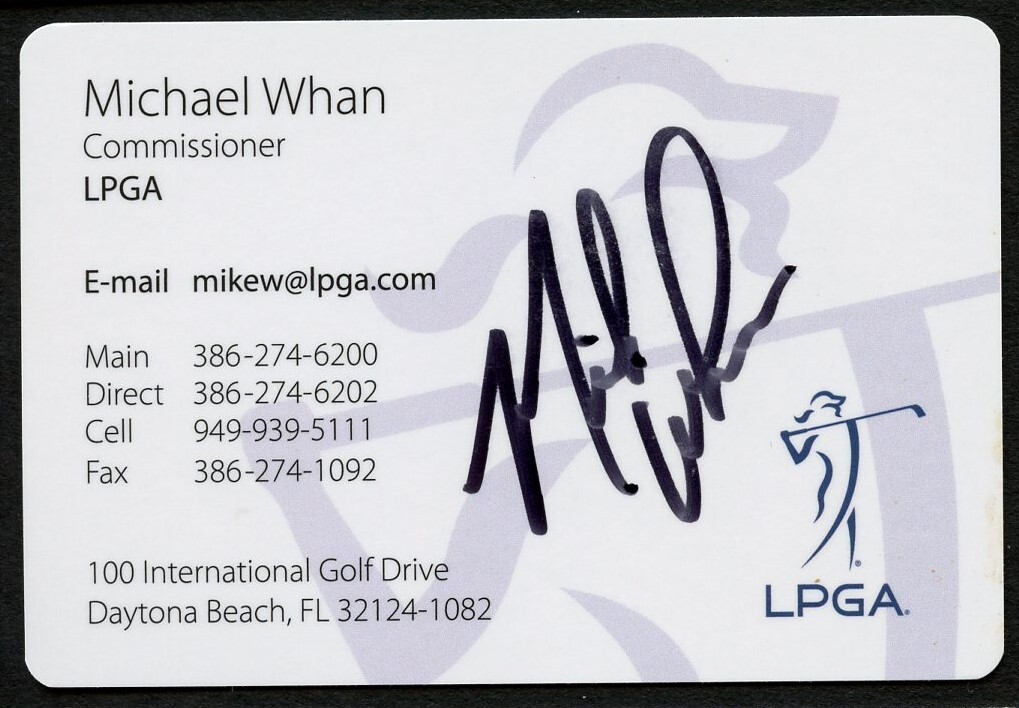 Michael Whan signed autograph Commissioner of the LPGA Business Card BC003