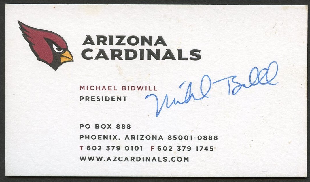 Michael Bidwill signed autograph President Arizona Cardinals Business Card BC032