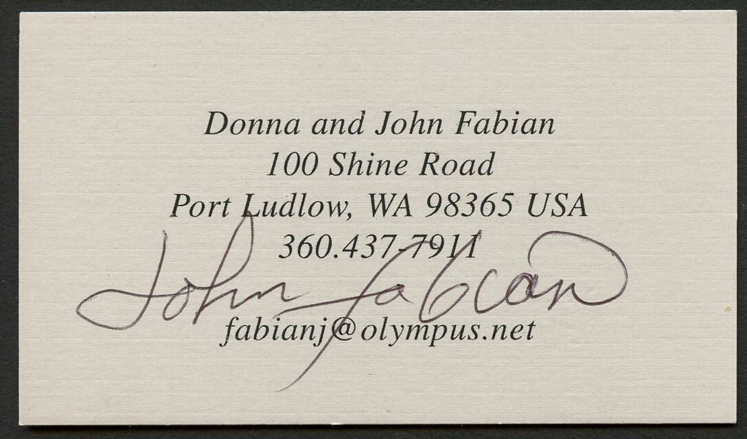 John Fabian signed autograph Former Astronaut NASA Air Force Business Card BC439