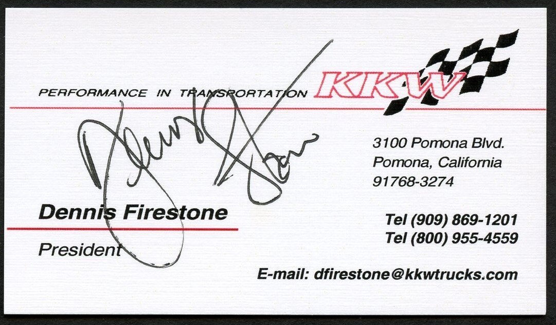 Dennis Firestone signed autograph President KKW Business Card BC419