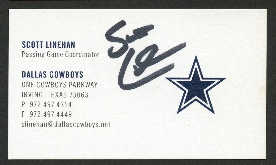 Scott Linehan signed autograph Passing Game Coordinator Business Card BC148