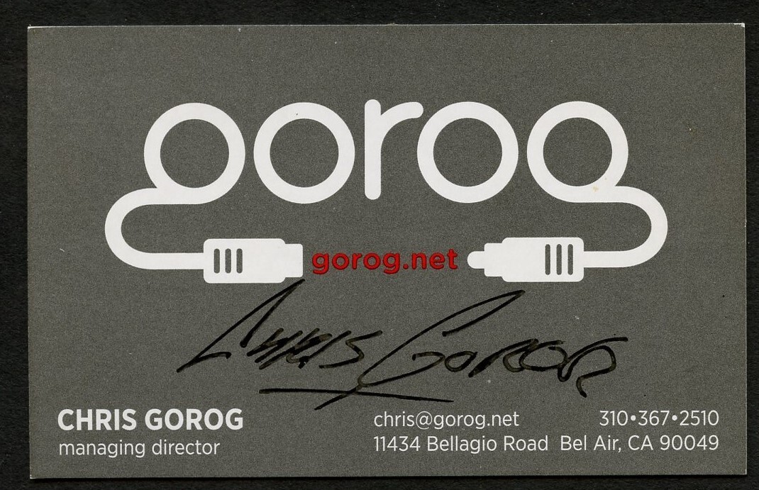 Chris Gorog signed autograph Managing Director Gorog.net Business Card BC077