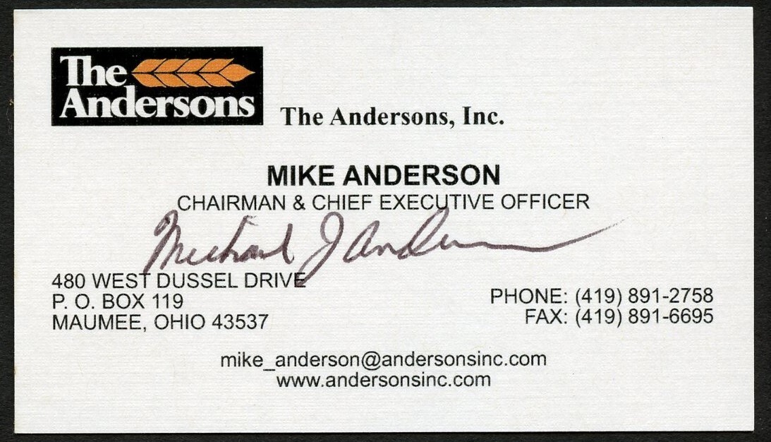 Mike Anderson signed autograph CEO The Andersons Business Card BC097