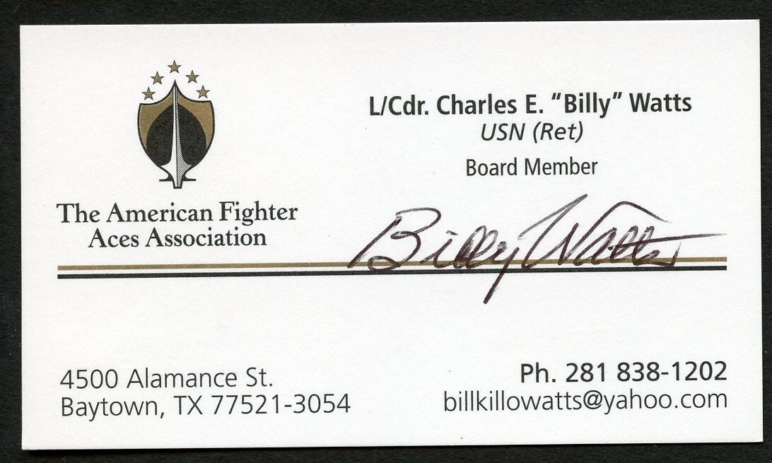 Charles E. Billy Watts signed autograph Board Member AFAA Business Card BC548