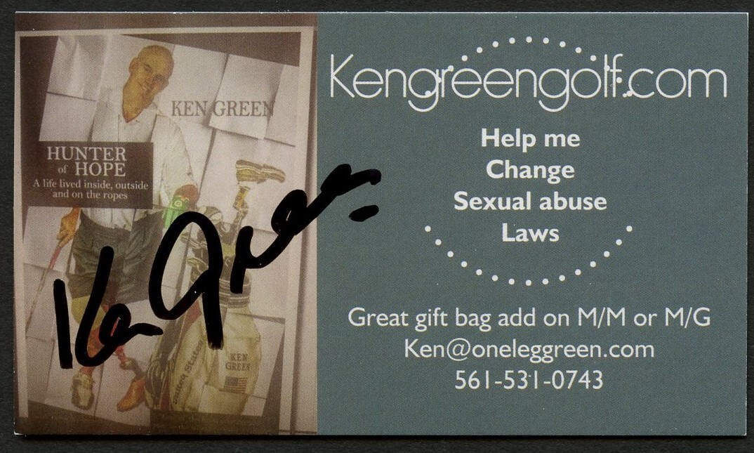Ken Green signed autograph auto Professional Golfer Business Card BC525
